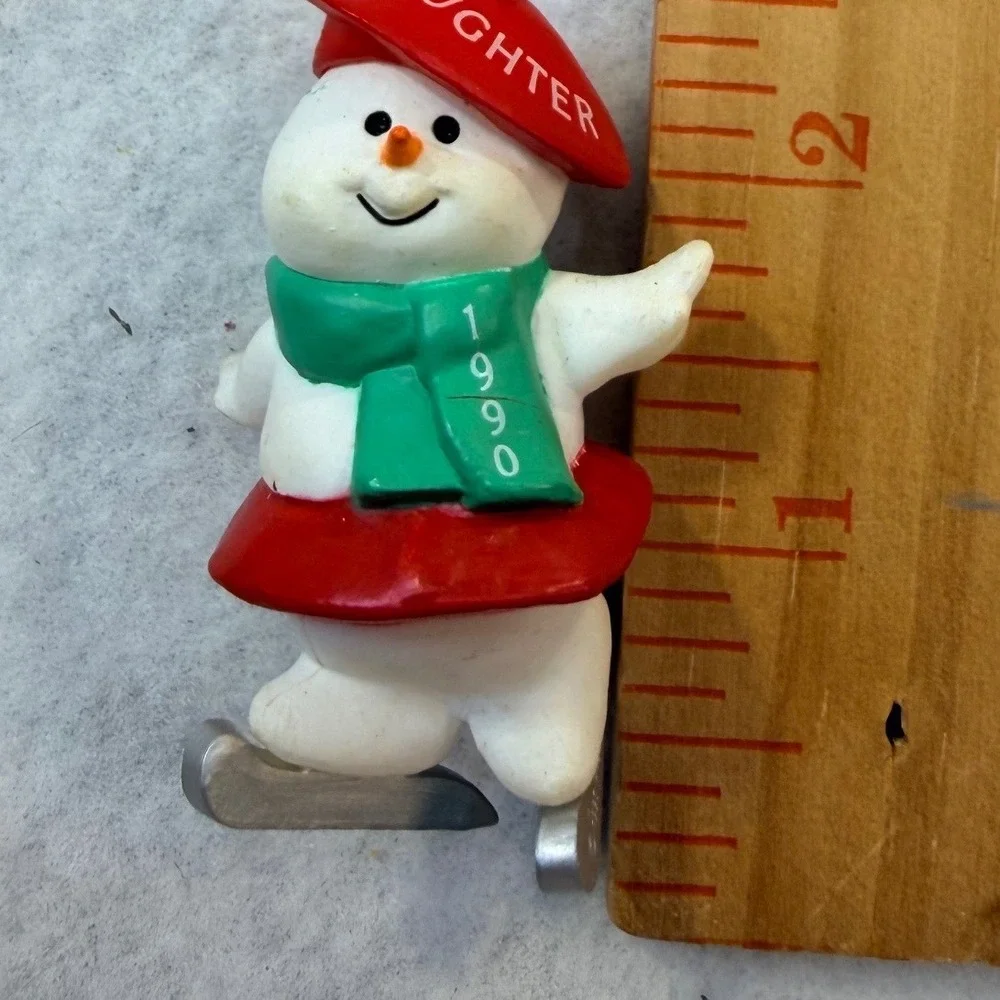 Hallmark Keepsake Ornament 1990 Daughter Snowman Ice Skating Vintage QX449-6